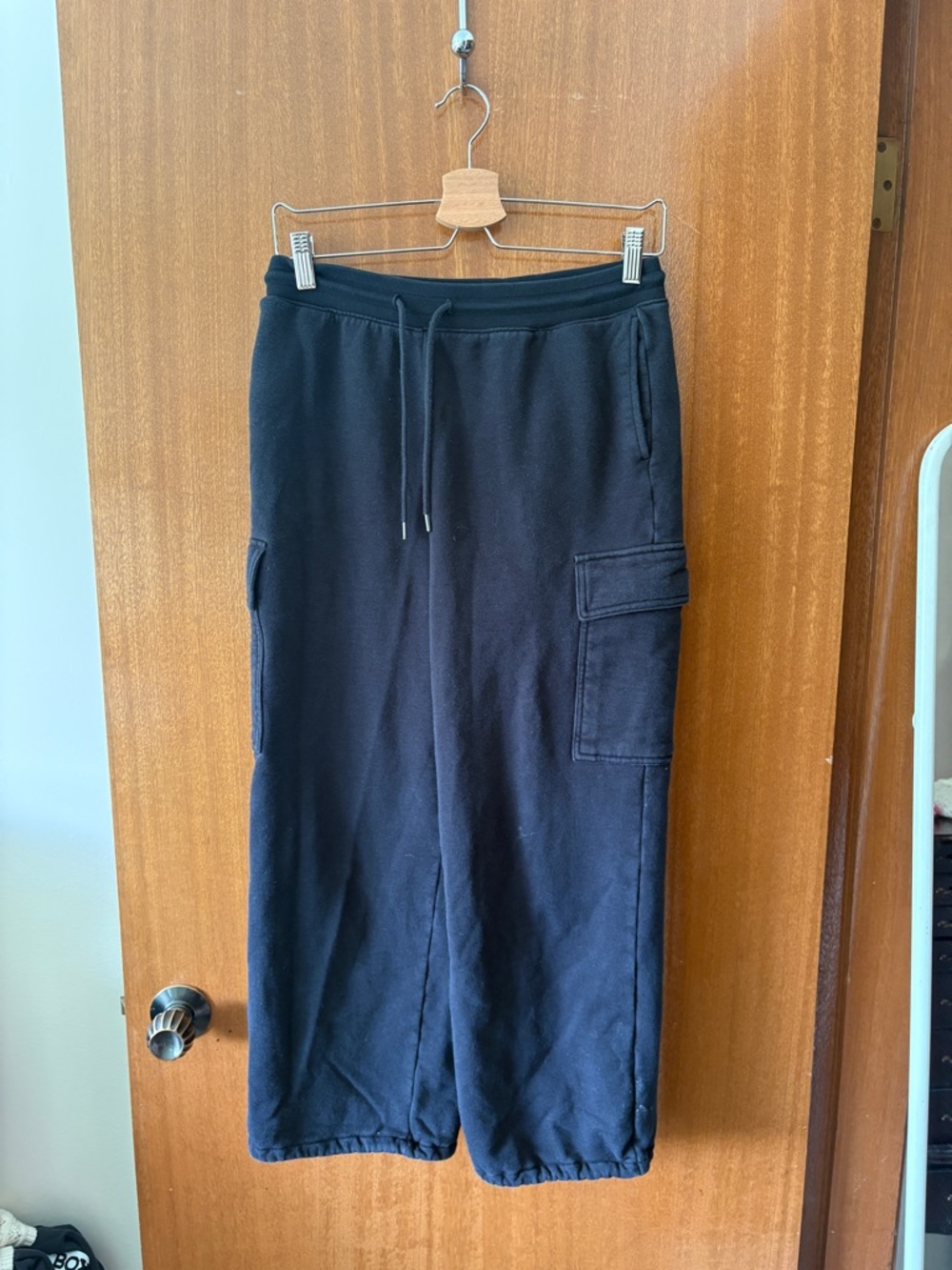 Black draw-string adjustable sweatpants